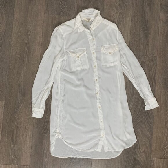 Aritzia  Wilfred Free Veronika Shirt Dress Off White Tunic long sleeve Size XXS - Picture 2 of 14
